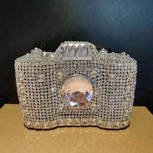 Lady Camera Silver Rhinestones Party Clutch Purse Crystals Evening Bags Handbag Purses Women Bridal Wedding Metal Clutches Bags 240119