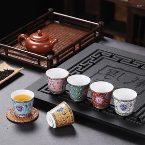 Tassen Untertassen Chinesisches schönes Porzellan Vintage Ungewöhnliche Keramik Glasur Blume Handgemacht Teetasse Zubehör Ästhetisches Teegeschirr Teware Cupel