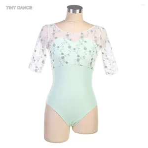 Palco desgaste meia manga ballet collant feminino bailarina dancewear exercício roupas adultos ensaios bodywear ginástica collants para meninas