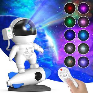 Night Lights Astronaut Galaxy Starry Sky Night Light Remote Control Rocket Nebula Projection Lamps For Christmas Kids YQ240207