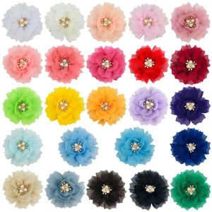 Hair Accessories 100 Pcs/Lot Fabric Flowers With Pearl Rhinestone Center For Headbands Shoes Brooches Flower Embellishments