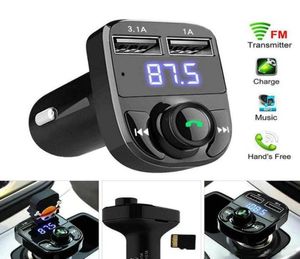 X8 CAR FM TRANSTER AUX Modulator Bluetooth Hands O Odbiornik MP3 Odtwarzacz 31A Szybki ładunek podwójny USB z pakietem pudełkowym 8822601