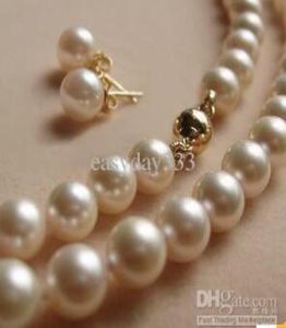 Fine Pearls Jewelry natural Fine Pearls Jewelry 89MM White Akoya Pearl Necklace Earring2611585