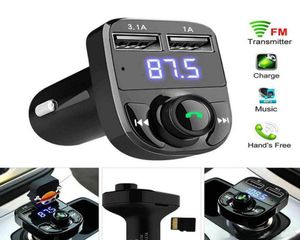 X8 Car FM Transmitter Aux Modulator Bluetooth Handsfree O Receiver MP3 Player 3.1A Charce Charge Dual USB مع Pox Package8804591