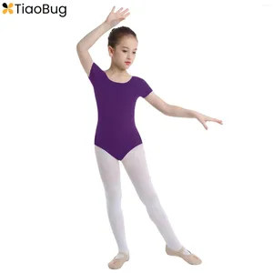 Palco desgaste crianças meninas mangas curtas clássico ballet dança ginástica collant unitard bodysuit macacão bailarina traje dancewear