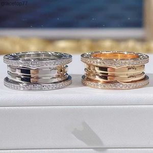 Luxury smyckeband ringar Spring Set Double Sided Diamond Par för män och kvinnorälskare i samma stil 18K Rose Gold Luxury Ring i74h