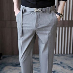 メンズスーツ2024 Hombre Spring Solid Ankle Length Business Men Clothing Dress Pants Slim Fit Casual Officeズボン28-36