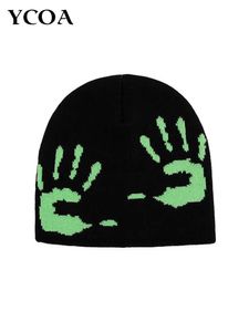 Beanie/Skull Caps women Hat Beanie編みグラフィック冬y2kストリートウェアブラック美学韓国カワイイプルオーバーKpop Hip Hip Hop Unisex YQ240207