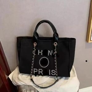 Luxury Tote Bag Womens CC Tote Designer Handväska strandväska för kvinnor Totväskor med kedjeherrens handväskor stora shoppingväska bomullstygpåsar plånbokväska tote