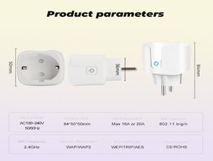 Power Energy Monitor 16a UE UK 10A US Wi -Fi Smart Plug Gniazdo Adapter SmartLife Aplikacja Voice Control działa z Alexa Google Home7204894