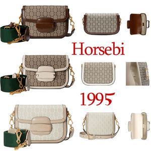 Designer äkta läder Underarm Horsebit Series Crossbody Women's Fashionable Retro High-End Texture Flip Saddle Bag 1955 M1