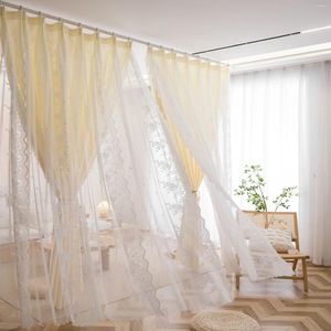 Vorhang Luxusspitze für Wohnzimmer Schlafzimmer Vorhänge Prinzessin Weiß purer Tüll Solid Voile Partition Organza Tür Vorhänge nach Hause