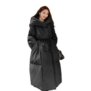 Hot Selling Winter Plush Thick 90 White Duck Down Jacket Women's Extended Knee Length Fashionable Loose Bread Coat