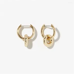 Dangle Earrings 2024 Gold Double Ring Copper Plating 14K Real Texture Polishing Adjustable Ear Manufacturers Wholesale