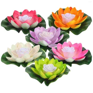 Candle Holders 6 Pcs Lotus Lamp Floating On Water Outdoor Pool Decorative Light Wishing Flower Lights LED Lamps