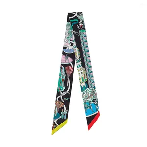 Lenços 2024 saco de cavalo de luxo lenço marca sarja seda mulheres hijab neckerchief foulard cabeça 