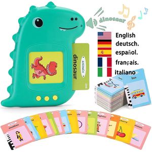 Småbarn Talking Flash Cards Learning Machine Toys Montessori Tal Autism Sensory English German Spanish Frenish Italian 240131