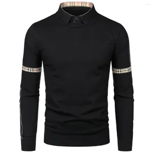 Herrenpullover 2024 Herbst Slim Fit Zweiteiliger Pullover Britischer Hemdkragen Strickunterlage