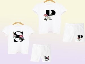 Kvinnor Två stycken Set Letter T -skjortor och shorts Set Summer Short Sleeve Oneck Casual Joggers Biker Biker Shorts Sexig outfit för kvinna 2209679941