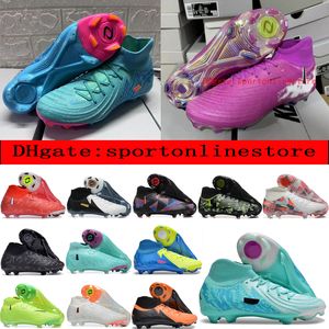 Enviar com saco botas de futebol ao ar livre Phantom Luna Elite FG meias de cano alto chuteiras de futebol para homens couro macio confortável treinamento malha sapatos de futebol scarpe calcio