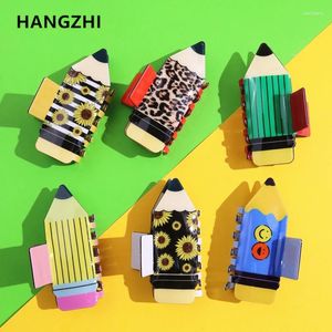 Hair Clips HangZhi Cute Pencil Printing For Women Girls Kids Creative Stationery Flower Claw Jewelry Accessories