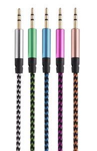 CAR O AUX Extention Cable Nylon flätad 3ft 1M WIRED AUXILIARY STEREO JACK 3,5 mm Manlig ledning för smart telefon5270131