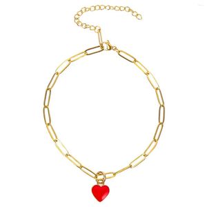 Anklets Love Anklet Jewelry for Women Dekorera söta rostfritt stål Fotkedja Girls Drop Delivery OTP1X