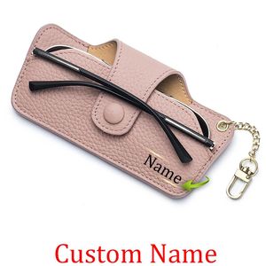 Custom Name Glasses Case Men Women Lychee Grain Leather Sunglasses Case Travel Glasses Bag Portable Glasses Storage Box 240118