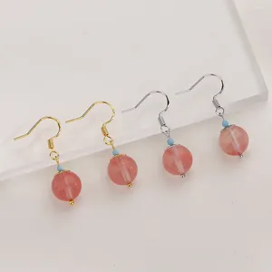 Baumeln Ohrringe Trendy Silber Gold Farbe Tropfen Rosa Perlen Erdbeere Einfache Für Frauen Mädchen Geschenk Mode Schmuck Dropship Großhandel