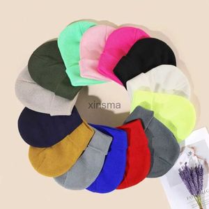 Beanie / Skull Caps Donna Uomo Colore fluorescente Caldo Beanie Cappello Autunno Inverno Stretch Berretti all'uncinetto lavorato a maglia Cappello Nero Rosso Bianco Navy Rosa YQ240207