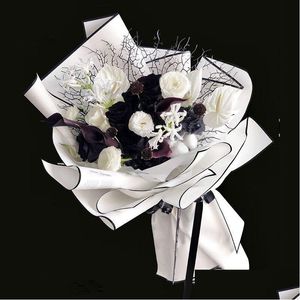 Packing Paper Wholesale 20st Black White Color Waterproof Flower Wrap Papers 60cm Bouquet Florist Material Gift Craft Drop Delivery Dhiml