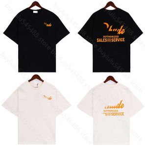2024 New Men's and Women's Short-sleeved T-shirts High Street Brand Rhudetee Summer Collection Orange Letter Printing Simple Elegant Loose Sleeves Oa43