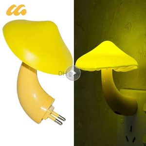 Night Lights Mushroom Shape LED Night Lights Sensor Dusk To Dawn Decor Lamps For Kids Childrens Room Bedside Lighting EU Plug YQ240207