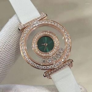 Armbandsur Designer's Vintage Diamond-Set Double Sapphire Glass Dial Quartz Watch 2024 Women's Fashion Luxury Party Gift