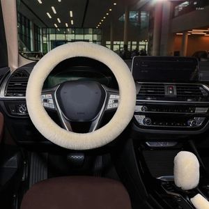 Steering Wheel Covers Universal 36-39cm Car Cover Winter Fluffy Hair For Heating Hands Wrap