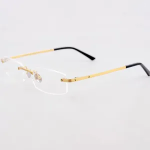 Sunglasses Frames Brand Vintage Rimless Titanium Reading Women Men Glasses Frame Optical Square Eyewear Luxury Prescription Eyeglasses 0087O