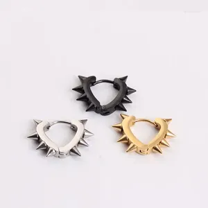 Stud Earrings Alisouy 2PC Steel Black Gold Color Fashion Jewelry Men Women Stainless Hoop Spike Rivet Heart Ear Punk Cool