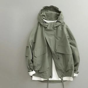 Windbreak Jackets Men Spring Autumn Japanese Vintage Fashion tredimensionell hoodie Löst manlig kappa Bomber Jacket Män kläder 240126