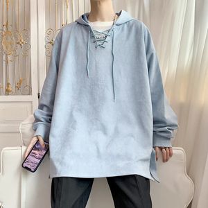 Men's Suede Fabric Hooded Hoodies Cotton Casual Pullover Fashion Trend Coats 3 Color Oversized Sweatshirts Plus Size S-2XL 240124