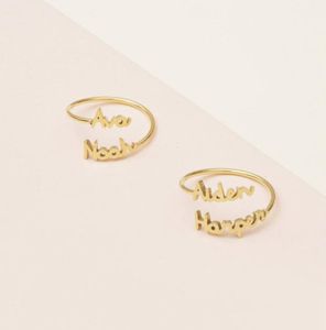 Personalized Adjustable Double Name Couple Rings For Women Stainless Steel Custom Two Names Birthday Jewelry Men Anel Bague5187519