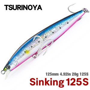 Tsurinoya fundição ultra-longa de alta resistência afundando minnow stinger 125s 125mm 28g isca de pesca de água salgada iscas duras artificiais 240119