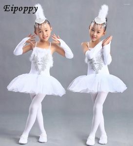 Palco desgaste trajes ballet roupas meninas suspensórios tutu branco véu princesa natal crianças dança traje pequena cisne menina