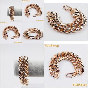 Charm Bracelets Fashion Acrylic Chunky Chain Womens Exaggerated Rose Gold Color Wrap Cuff Bangle Statement Jewelry Drop Delivery Ot3Z8