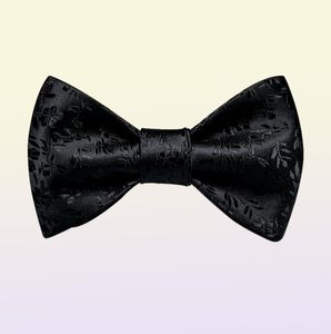 Kowądy Czarny Kwiat Solid Self Tie Men Masht Matterfly Silk Formal Business Wedding Party Bowtie Chusterze Set Dibangu6304373