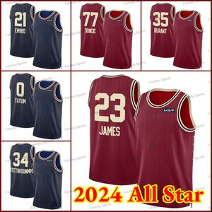 all 2024 star Basketball Jerseys Stephen 30 Curry Luka Doncic 77 Giannis 0 Jayson Young JAMES Kawhi Williamson Haliburton Tatum Custom Mens Kids Printing