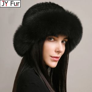 Women Winter Luxury Knitted Real Mink Fur Bomber Hat Natural Warm Fox Fur Cap Girls Quality Soft 100% Genuine Mink Fur Hats 240122