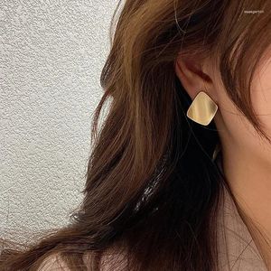 Kolczyki stadniskie damskie moda matowy złoty kolor srebrny geometryczny kwadratowy kolczyk vintage w stylu koreańskie damskie biżuteria do ucha dziewczyna