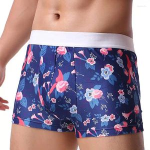 Underpants Fashion Print Mens Boxer Underwear Sexy U Convex Pouch Penis Male Boxers Panties Soft Milk Silk Homme Boxershorts