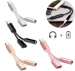 Newest 2 In1 TypeC Convertor USB Type C Charging Cable 35mm o Earphone Headphone Adapter For Xiaomi For Huawei Samsung1758297