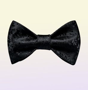 Kowądy Czarne kwiatowe Solid Self Tie mężczyzn Modna Materiał Silk Formalne biznesowe przyjęcie weselne Bowtie chusterze set Dibangu5355030